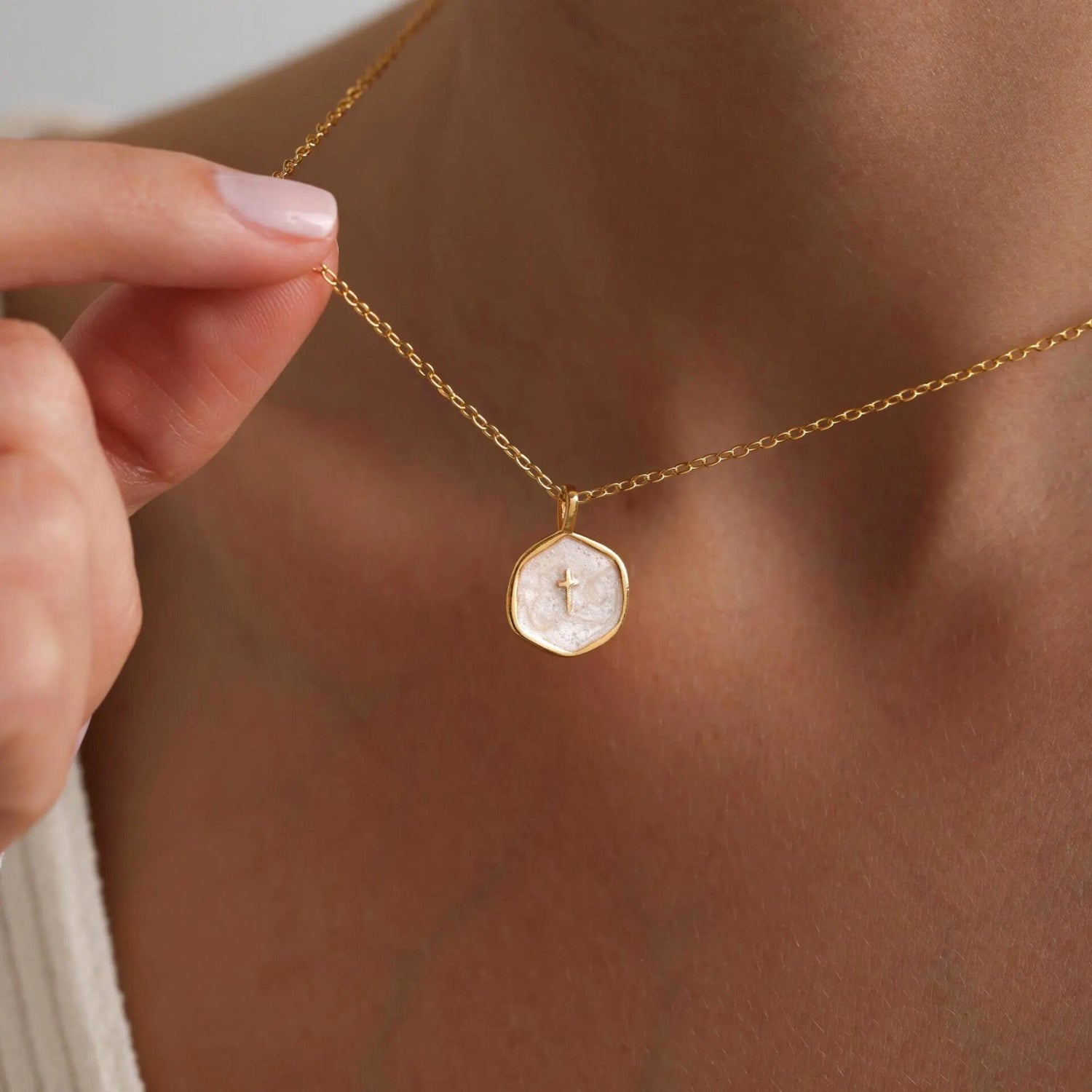 Enamel Cross Pendant Necklace