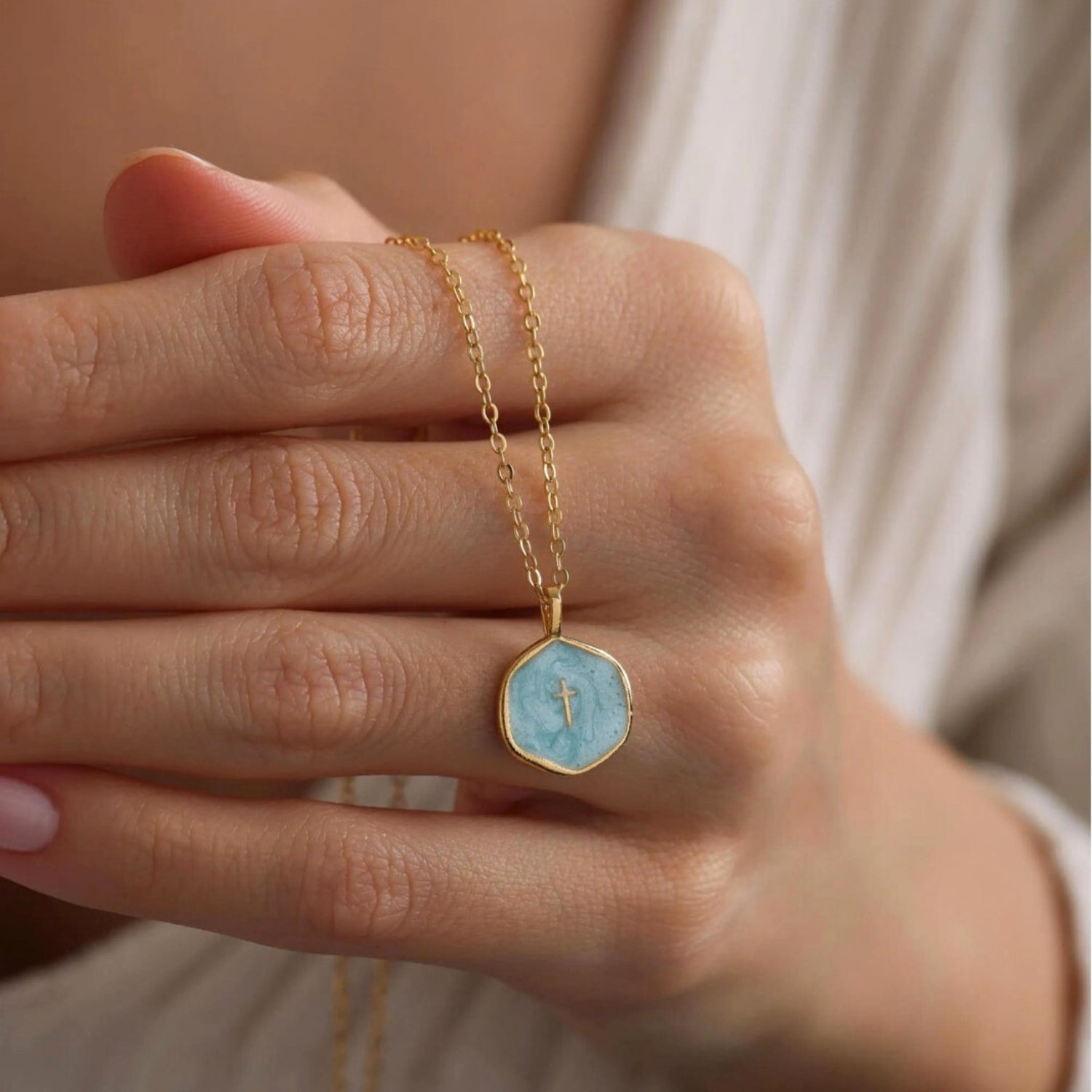 Enamel Cross Pendant Necklace
